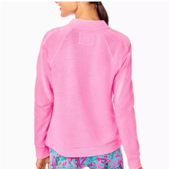 Lilly Pulitzer Ashlee Pink Half-Zip Pullover Sweatshirt Size Small - Picture 2 of 9